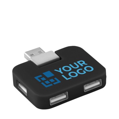 Bedruckter USB-Hub mit 4 Ports Farbe schwarz