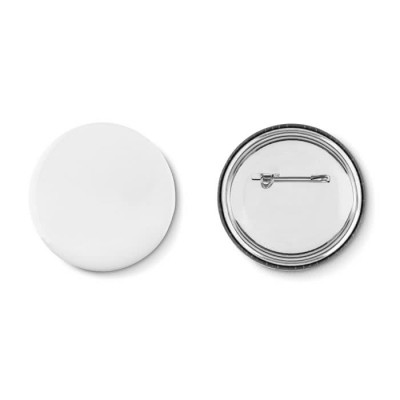 Großer Button Ø 44 mm als Werbeartikel Farbe mattsilber