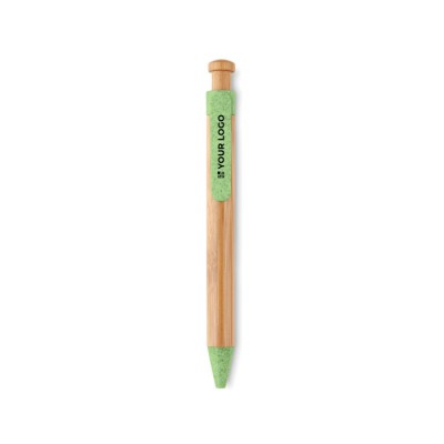Bambus-Kugelschreiber mit Druckknopf