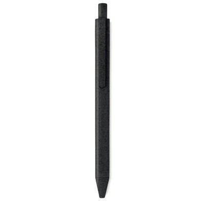 Nachhaltiger Kugelschreiber mit Druckknopf Farbe schwarz