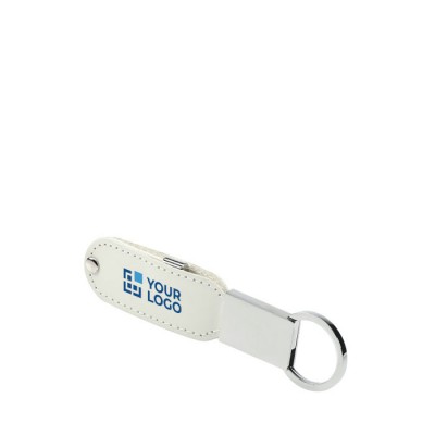 Schlüsselanhänger mit USB-Stick aus Leder Farbe braun