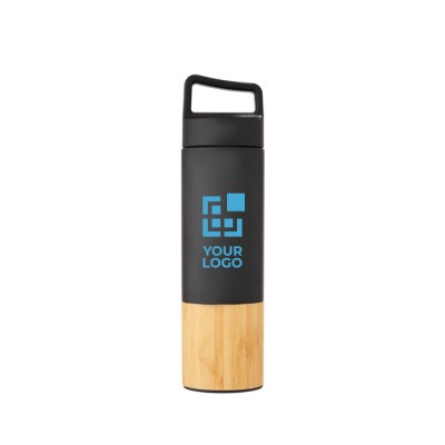 Thermosflasche mit Bambusdetail und Griff