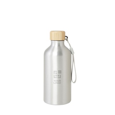 Flasche aus recyceltem Aluminium mit Bambusdeckel, 500 ml
