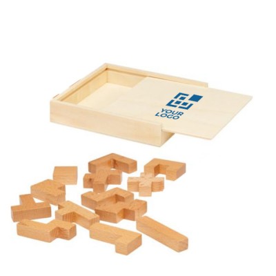 Puzzle aus Buchenholz mit 14 Teilen in Schiebebox