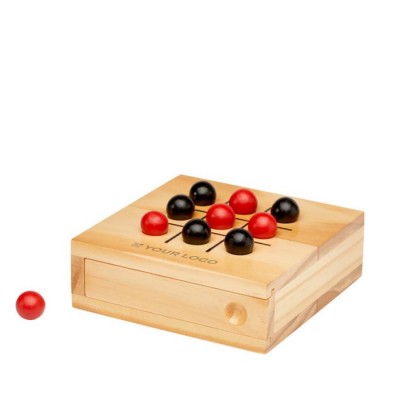 Tic-Tac-Toe-Spiel aus Kiefernholz mit Platz für die Teile