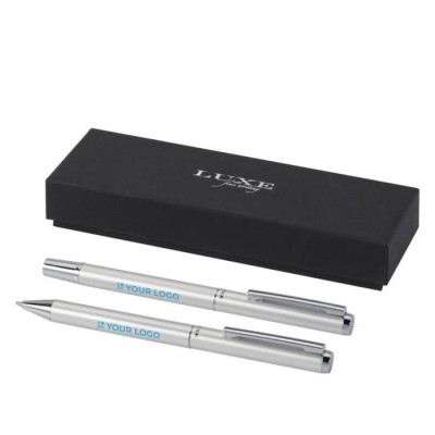 Kugelschreiber und Tintenroller aus Aluminium, schwarze Tinte