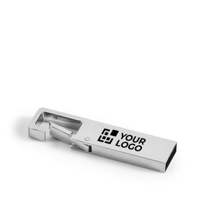 USB-Stick aus Metall mit Karabiner als Werbegeschenk