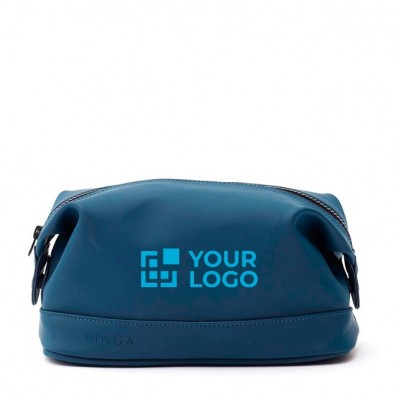 Hochwertiger wasserabweisender Kosmetiktasche bedrucken, Farbe Blau, mit Logo