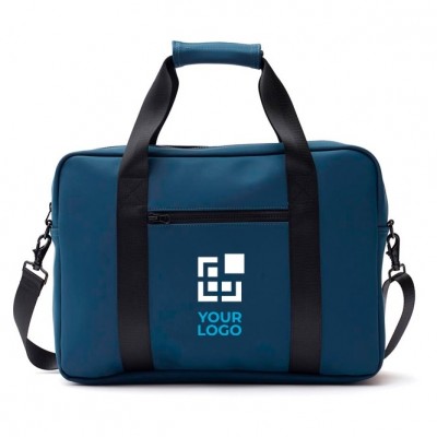 Laptop-Aktentasche mit Tragegurt und Griff für Trolley, Farbe Blau, mit Logo 