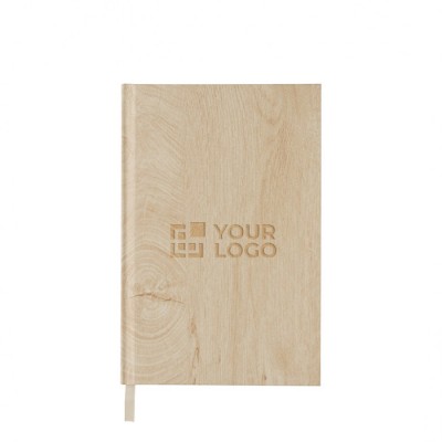 Notizbuch mit Cover aus Holz und gestreiften Blättern, A5
