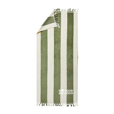 Strandhandtuch aus Baumwolle 450 gr, 80 cm x 180 cm, als Werbegeschenk, Farbe Dunkelgrün, Ansicht 1