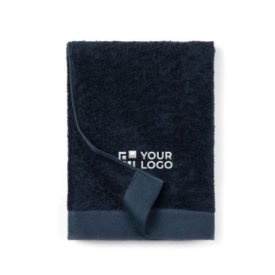 Handtuchset aus Baumwolle und Tencel, 70 cm x 140 cm, mit Logo, Farbe Schwarz