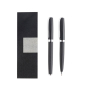 Kuli- und Rollerball-Set aus Metall im Etui, schwarze Tinte