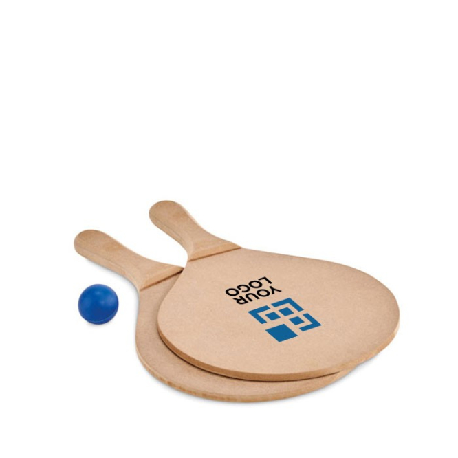 Strandtennis mit zwei Schlägern und Ball bedrucken Ansicht mit Druckbereich