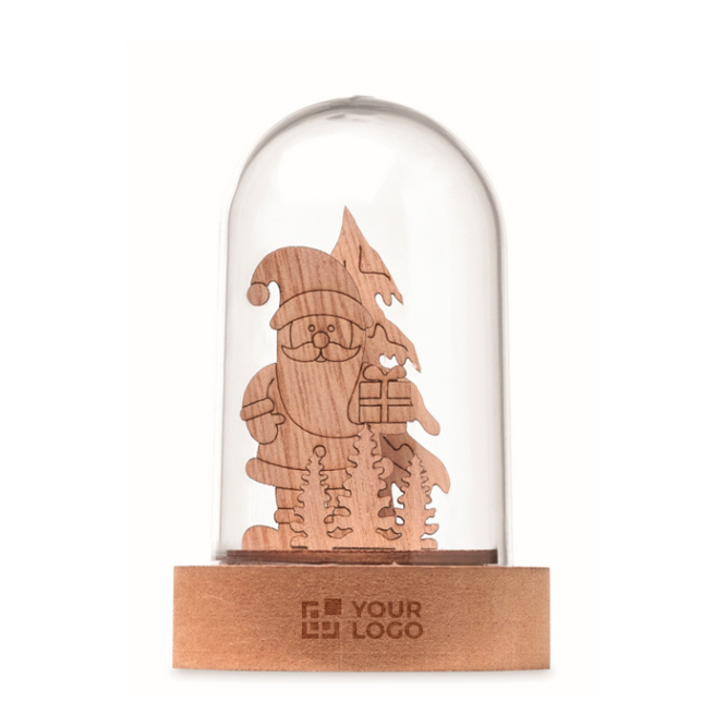 Weihnachtsornament Holz + LED im Glas