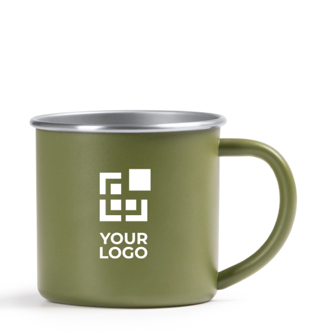 Tasse aus recyceltem Edelstahl mit silbernem Rand und Innenraum 350 ml