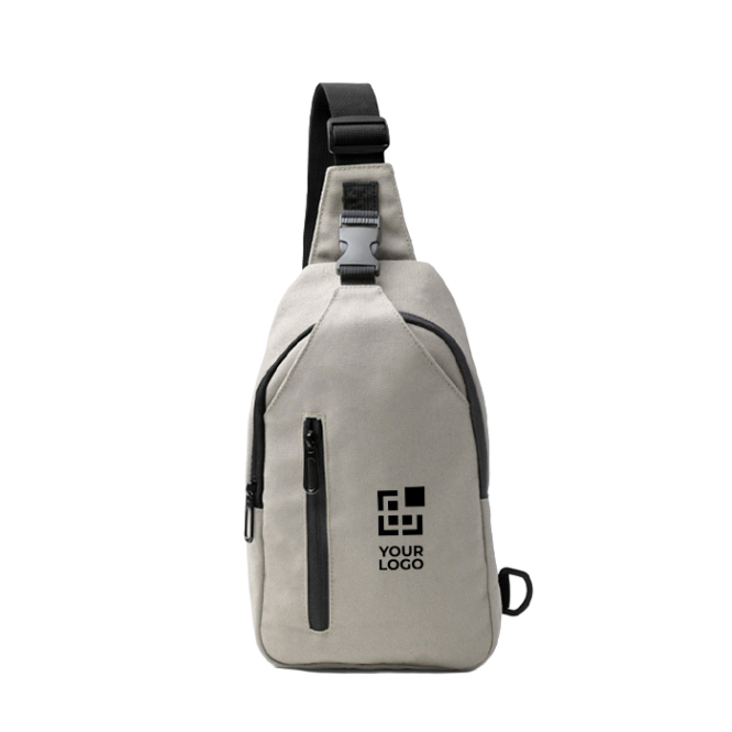 Umhängetasche recycelte Baumwolle mit Reißverschluss und Gurt