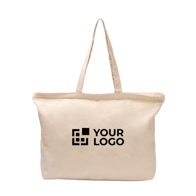 Baumwolltasche mit Reißverschluss und Bodenfalte 230 g/m²