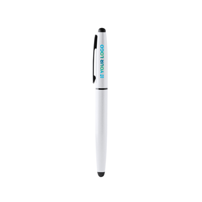 Rollerball aus recyceltem Aluminium mit Touchpen, blaue Tinte