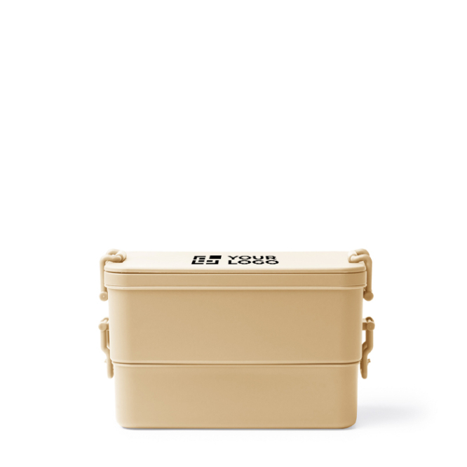 Lunchbox aus Kunststoff mit zwei Fächern und Besteck 2,3 L