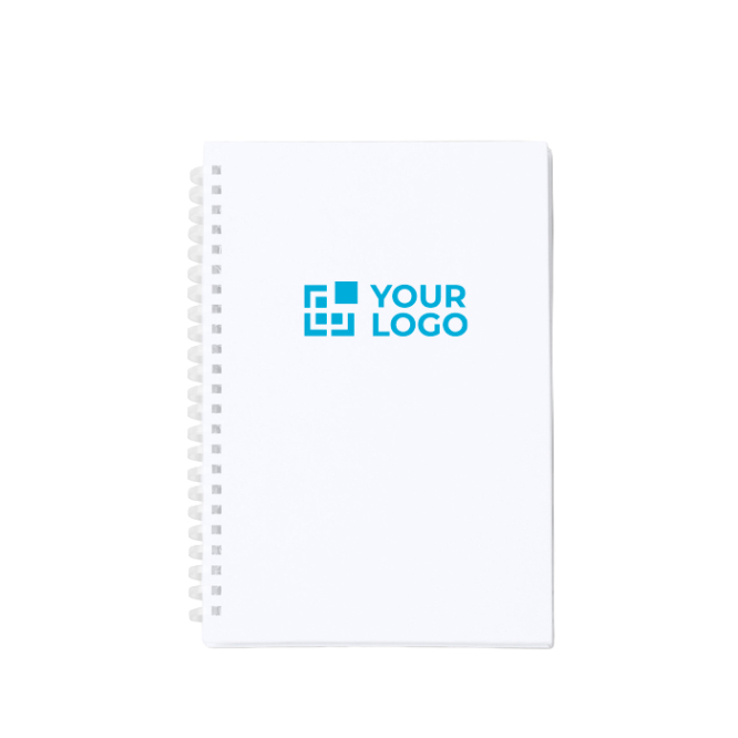 A5-Notizblock mit Ringbindung aus recyceltem Kunststoff, kariert