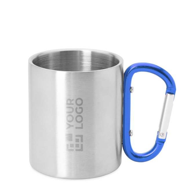 Metallbecher mit doppelwandiger Isolierung und Karabinerhenkel