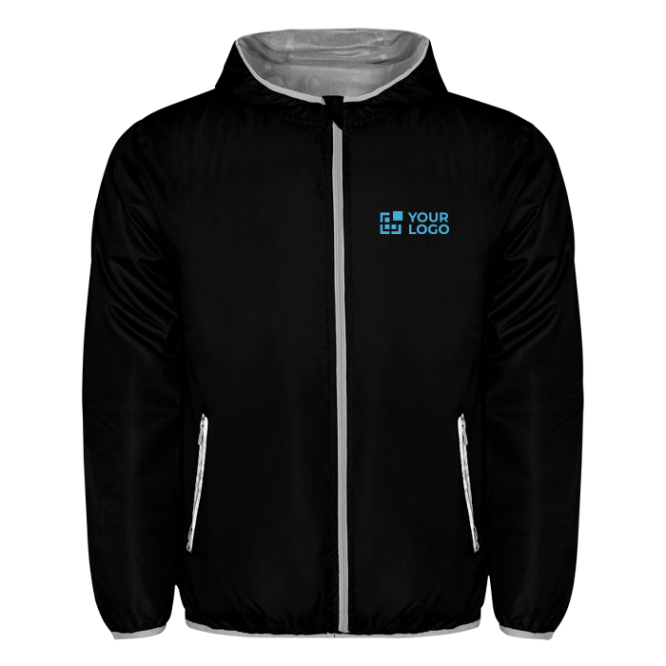 Windjacke mit Kapuze und faltbarer Rückentasche Roly Direct 