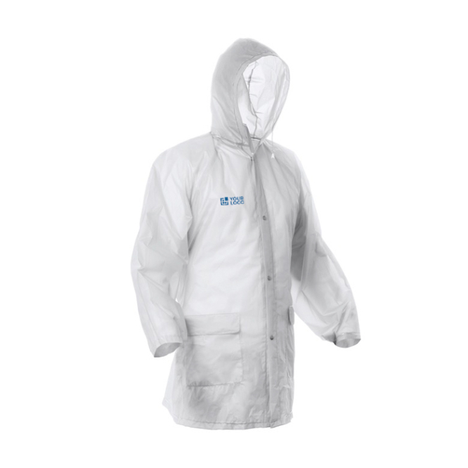 Regenjacke mit verschweißten Nähten, Frontverschluss und Kapuze