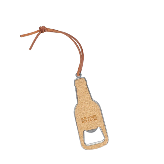 Flaschenöffner aus Kork in Flaschenform mit Kordel zum Aufhängen