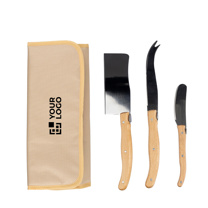 Set mit Käsemessern oder Wurstmessern in Tasche mit Klettverschluss