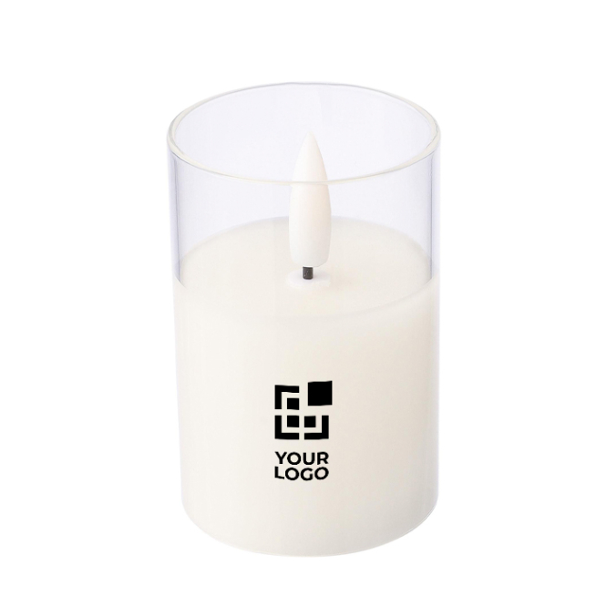 LED-Kerze mit realistischem Flammeneffekt im Glasgefäß