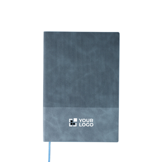 A5-Notizbuch mit Samteffekt im oberen Bereich, linierte Seiten