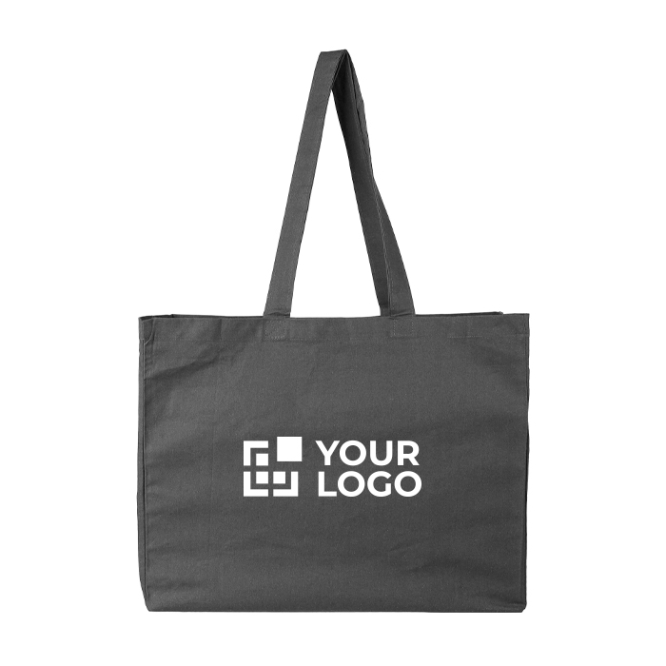 OEKO-TEX Baumwolltasche mit Seitenfalte und langen Henkeln 180 g/m²