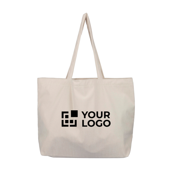 Cordtasche mit langen Henkeln, Hauptfach und Innentasche