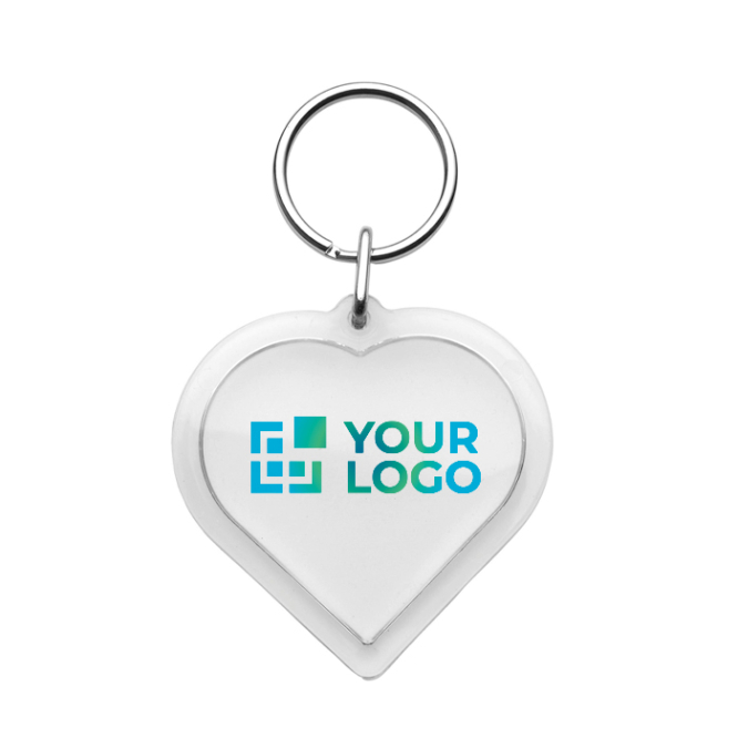 Kunststoff-Schlüsselanhänger mit Metallring in Herzform