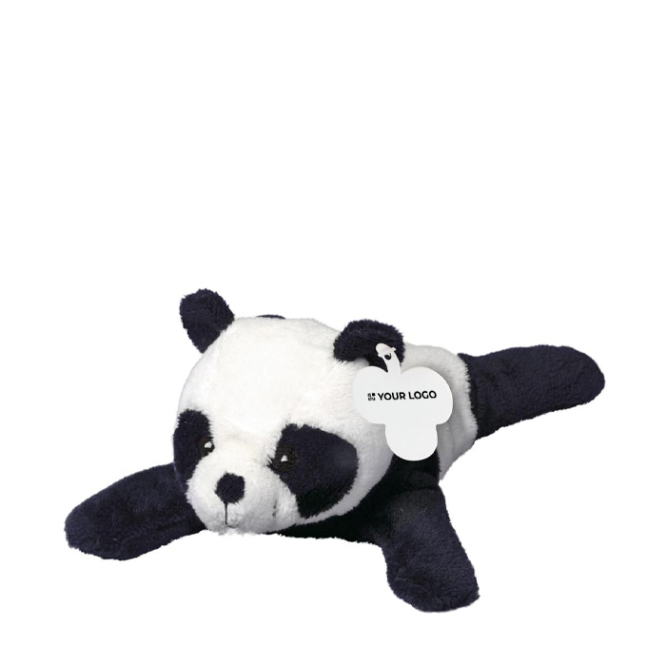 Plüschtier Panda liegend mit personalisierbarem Etikett