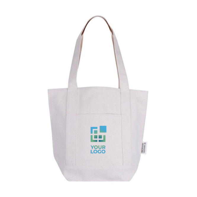 Tasche aus Recyclingbaumwolle mit Außenfach auf einer Seite