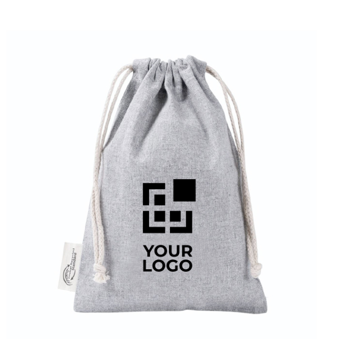 Beutel aus recycelter Baumwolle und Polyester mit Kordelzug, 120 g/m²