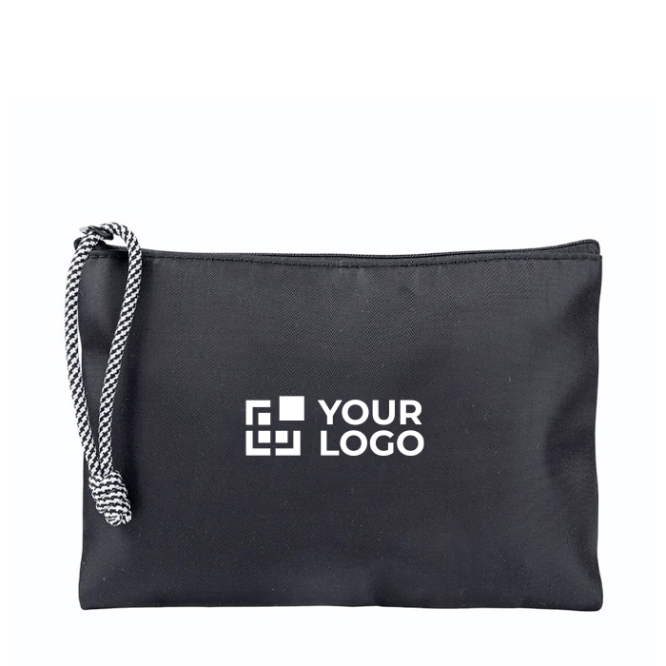 Nylon-Kulturtasche mit zweifarbigem Kordelzug am Zipper, 240 g/m²