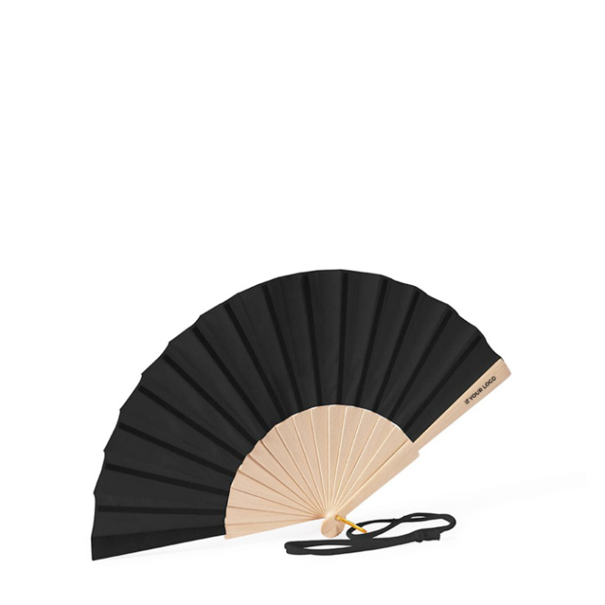 Fächer aus Holz und Polyester mit Band 26 cm