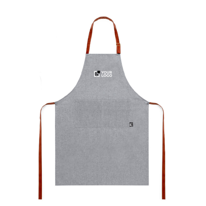 RPET-Schürze mit Vordertasche und Kunstlederriemen