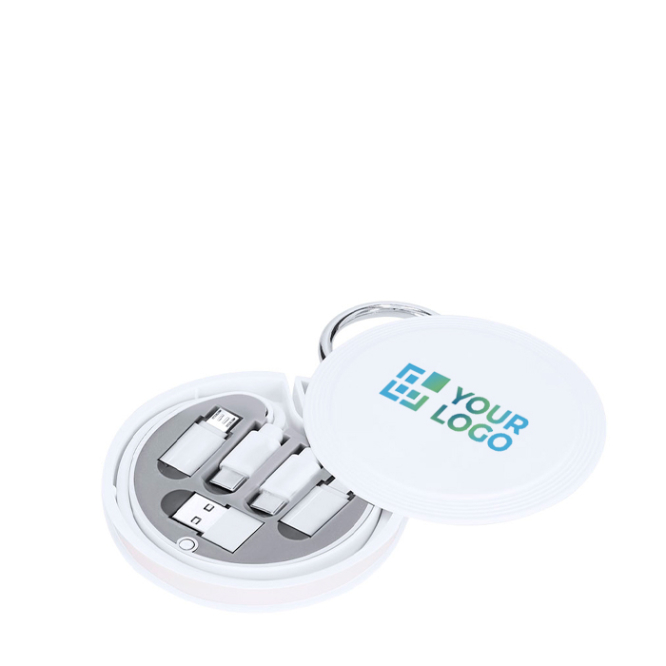 Etui mit Karabiner, das verschiedene Ladekabel enthält