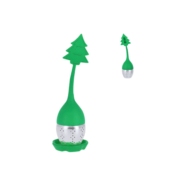 Tee-Ei mit Weihnachtsmotiven aus Silikon und Edelstahl