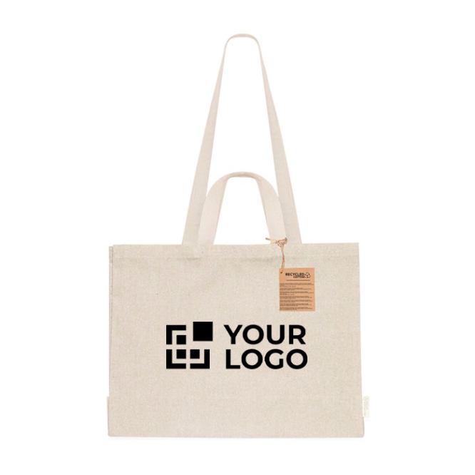 Tasche aus recycelter Baumwolle mit Faltenbalg und Henkeln, 150 g/m²