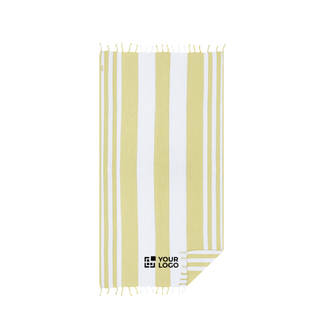 Zweifarbiges Pareo-Handtuch aus recycelter Baumwolle, Fransen