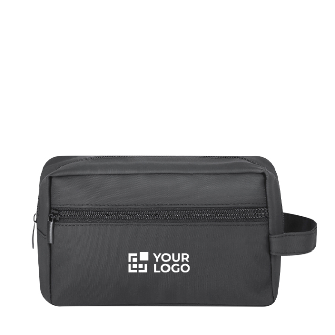 Mehrzweck-Kulturbeutel mit Handschlaufe aus Kunstleder und Fronttasche