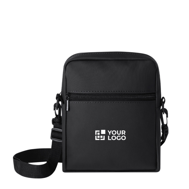 Umhängetasche aus Kunstleder mit DoppelReißverschluss und Polsterung