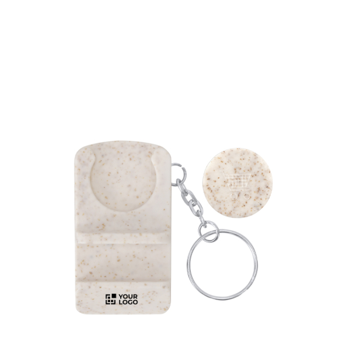 Schlüsselanhänger-Halter aus Weizenstroh mit Einkaufswagenchip