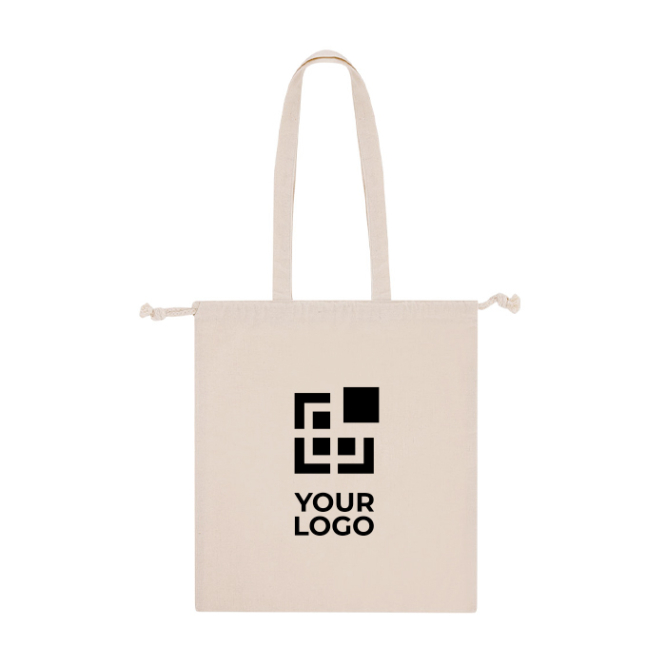 Baumwollbeutel mit Kordelzug und verstärkten langen Henkeln 180 g/m²