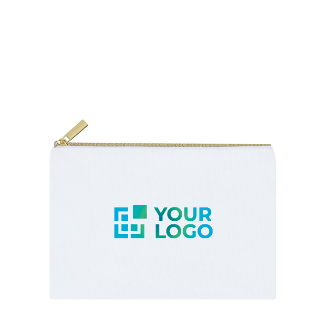 Kosmetiktasche aus Polyester mit goldfarbenem Reißverschluss